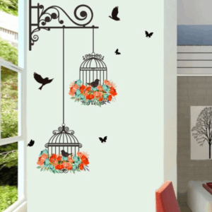 Birdcage Flowers Living Room Nursery Room Wall Stickers